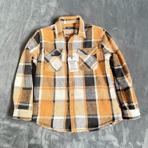 Visitor Premium Button Up Brown Tan Plaid Collared Shacket Men's Size M